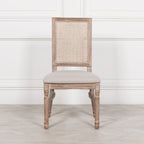 Wooden Louis Upholstered Square Rattan Back Dining Chair