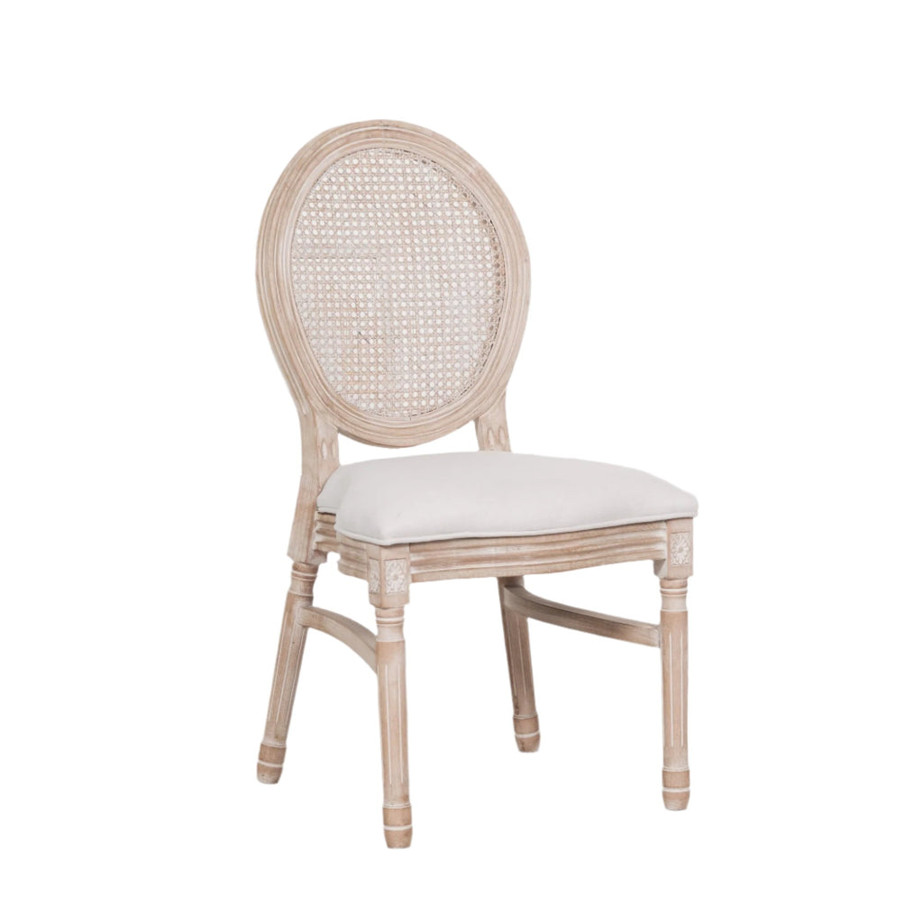 Light Wooden Louis Upholstered Dining Chair