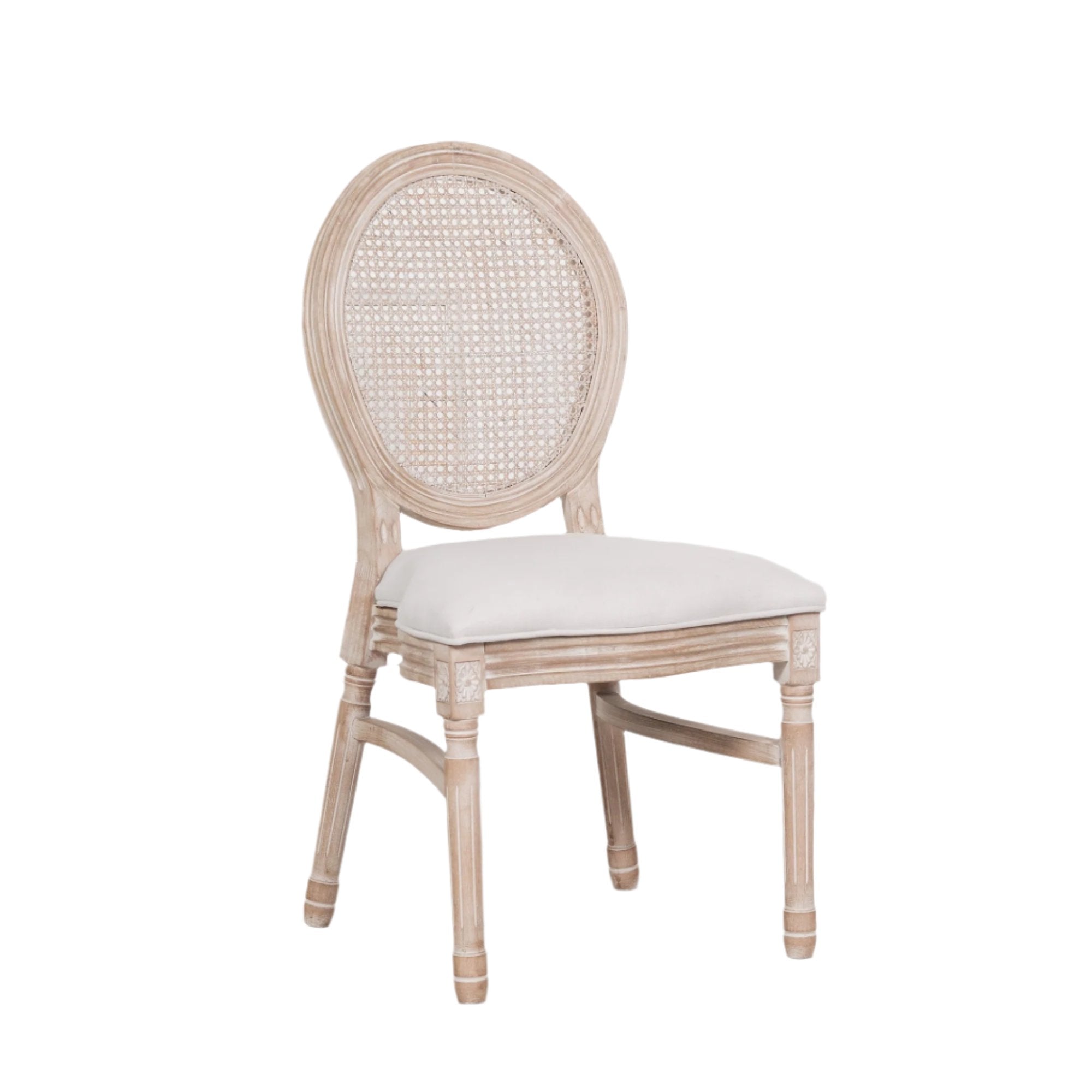 Light Wooden Louis Upholstered Dining Chair