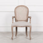 Wooden Carver Louis Upholstered Dining Arm Chair