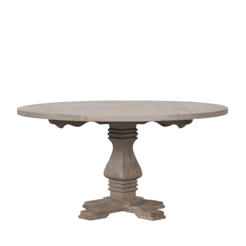 Rustic Wooden Round Pedestal Dining Table
