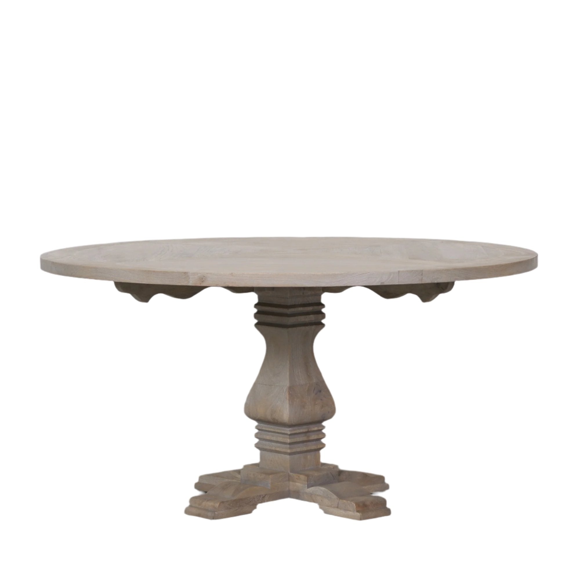 Rustic Wooden Round Pedestal Dining Table