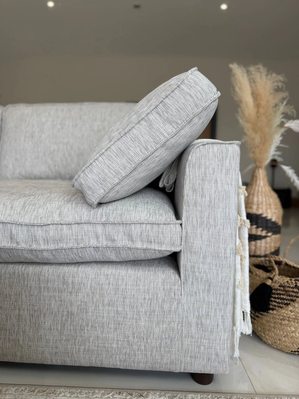 Santorini Sofa Grey Large Corner Sofa with Footstool