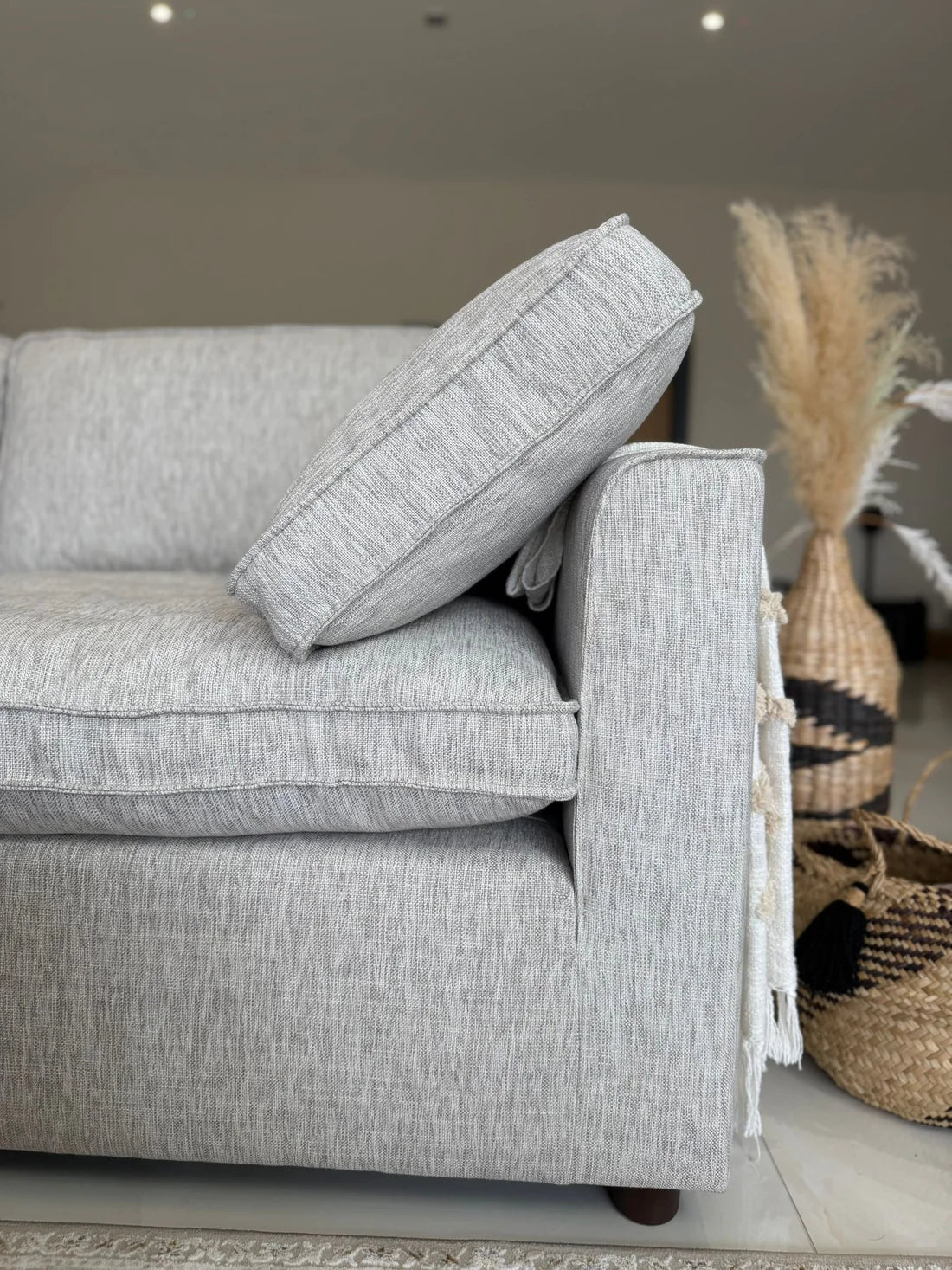 Santorini Sofa Grey Large Corner Sofa with Footstool