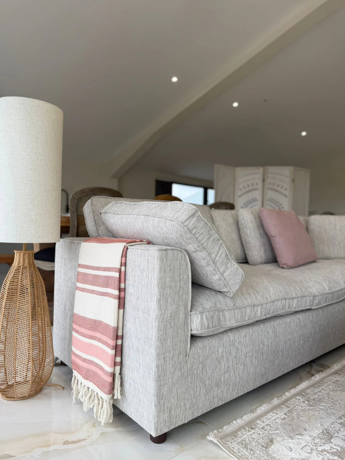 Santorini Sofa Grey Large Corner Sofa with Footstool