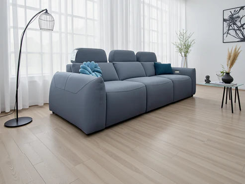 Primrose 3 Seater Electric Recliner Grey Fabric