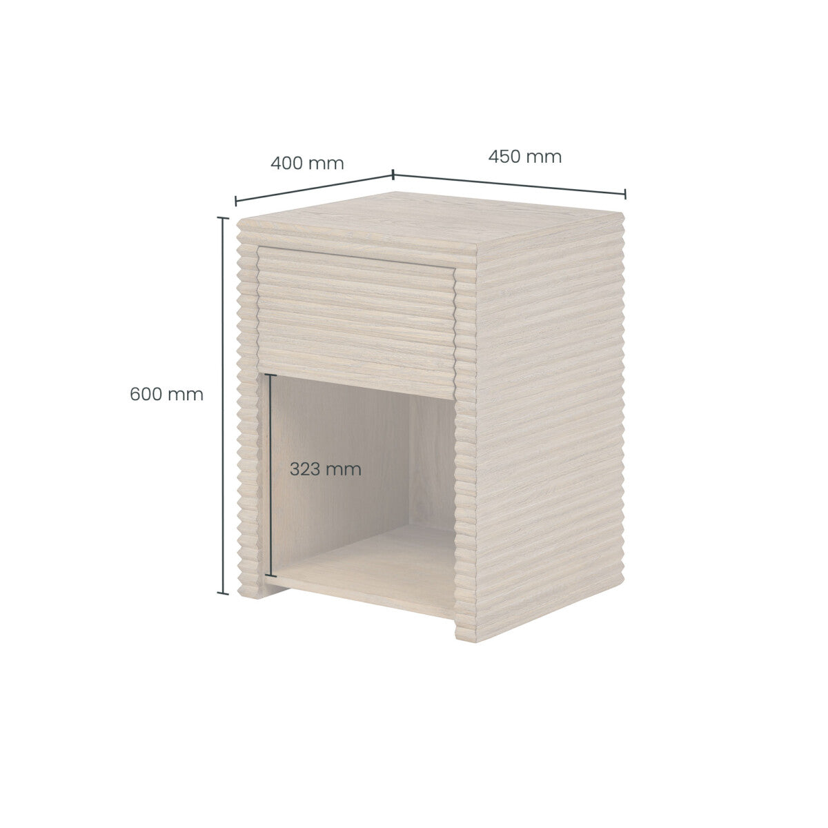 Oakham Ribbed Oak Bedside One Drawer