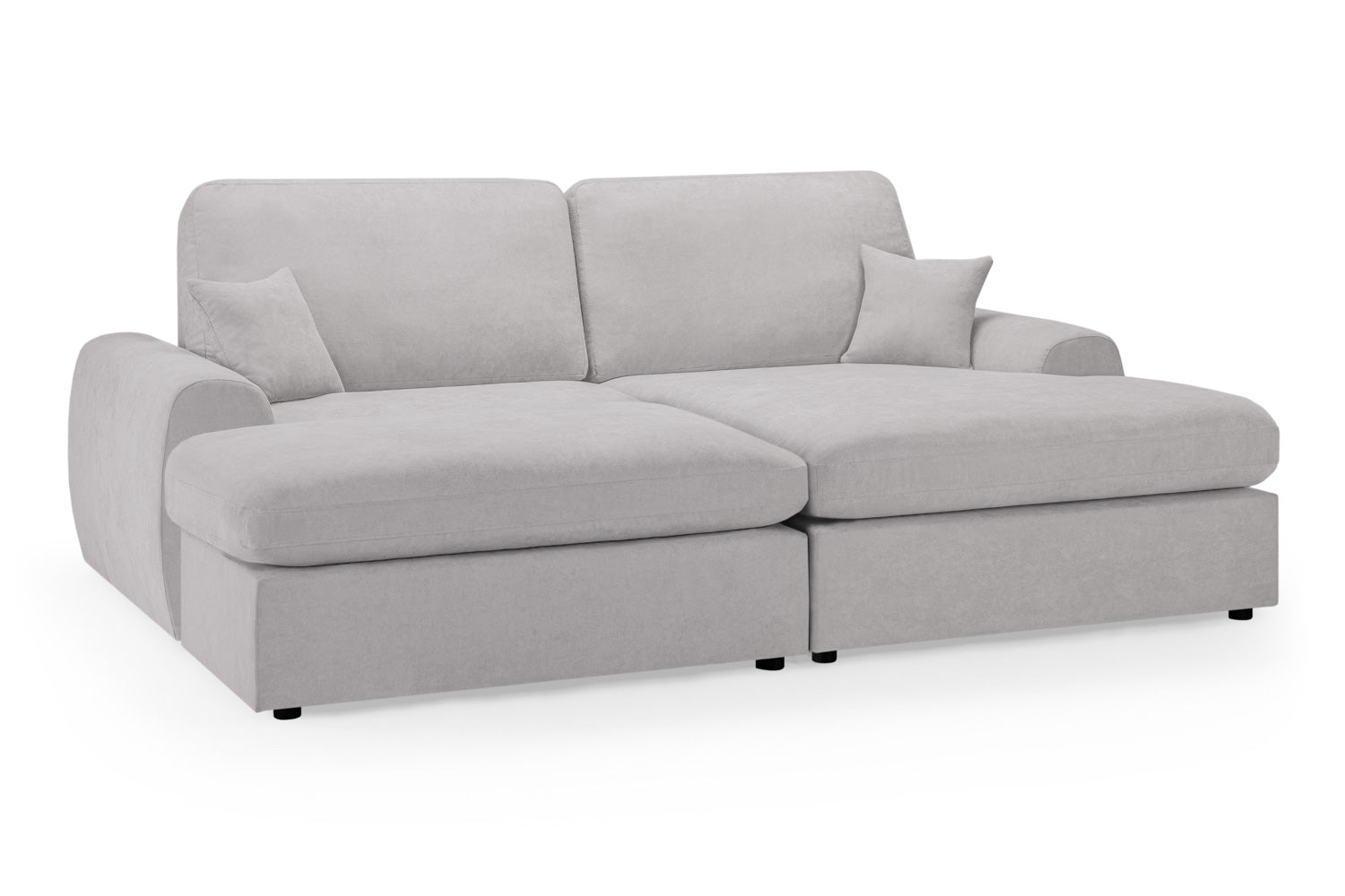Winnie Cinema Lounge Sofa And Footstool In Light Grey Boucle Fabric