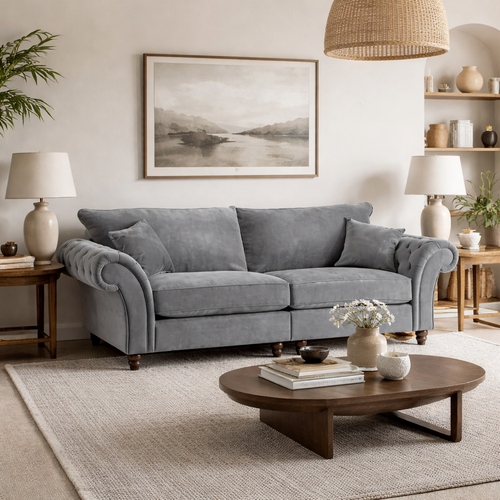 Windsor Fullback Sofa Grey 4 Seater
