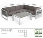 Roma Range Right Hand Corner Sofa Set in white Aluminium Frame with Grey Cushions