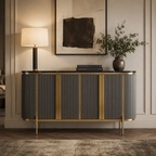 Dervio Grey Four Door Sideboard With Black Marble Top