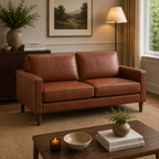 Model 46 - 3 Seater Sofa Faux Leather Tan