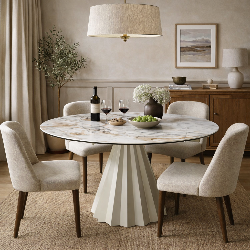Skye Extending Dining Table Champagne & Sunset Vein