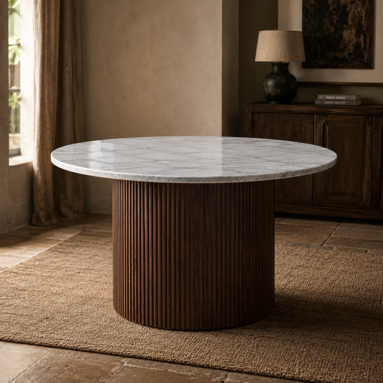 Opal Mango Wood Coffee Table With Marble Top