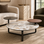 Imperia 3 Tier Round Ceramic Marble Effect Coffee Table