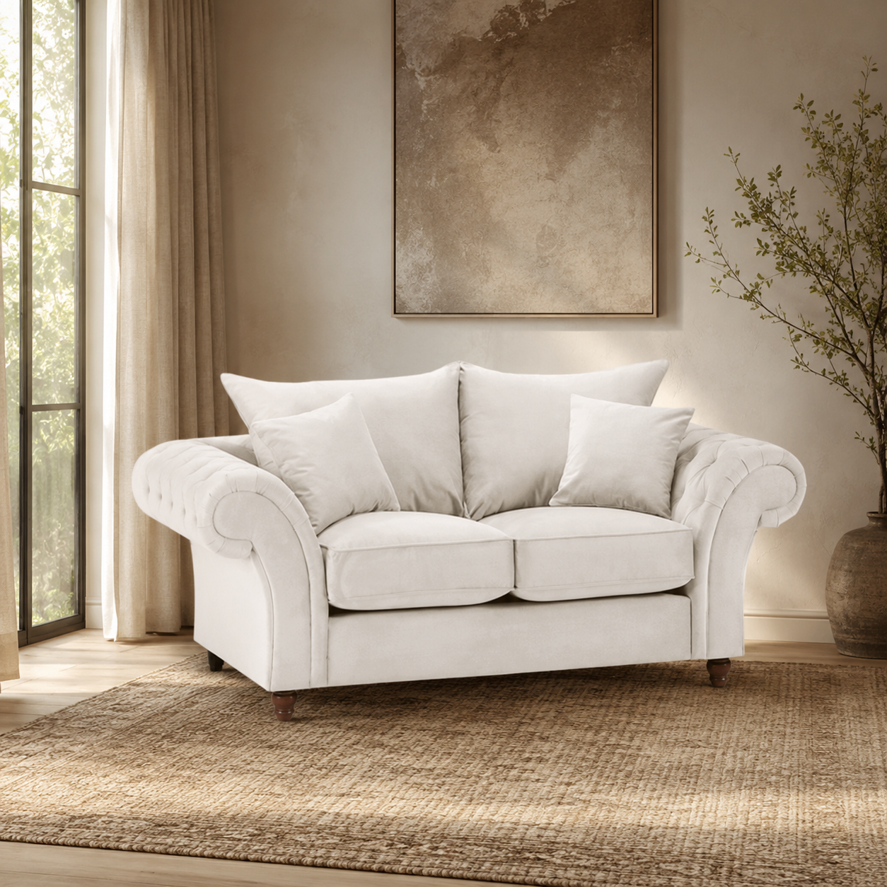 Windsor Fullback Sofa Stone 2 Seater