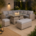 Aurora Range High Back Right Hand Corner Sofa Set with Fire Pit Rising Table