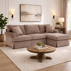 Ralph Three Seat Mink Velvet Chaise Sofa
