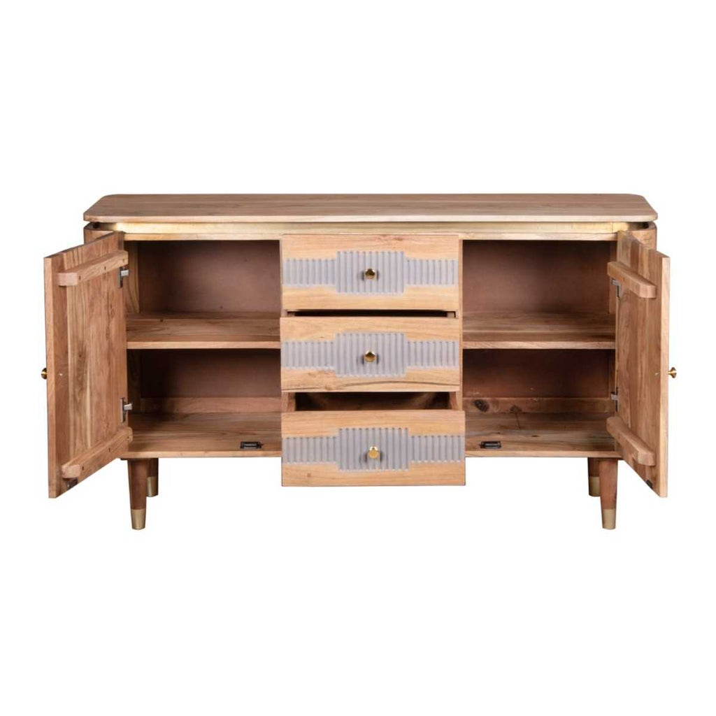 Metz Acacia Wood 2 Doors 3 Drawers Sideboard