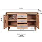 Metz Acacia Wood 2 Doors 3 Drawers Sideboard