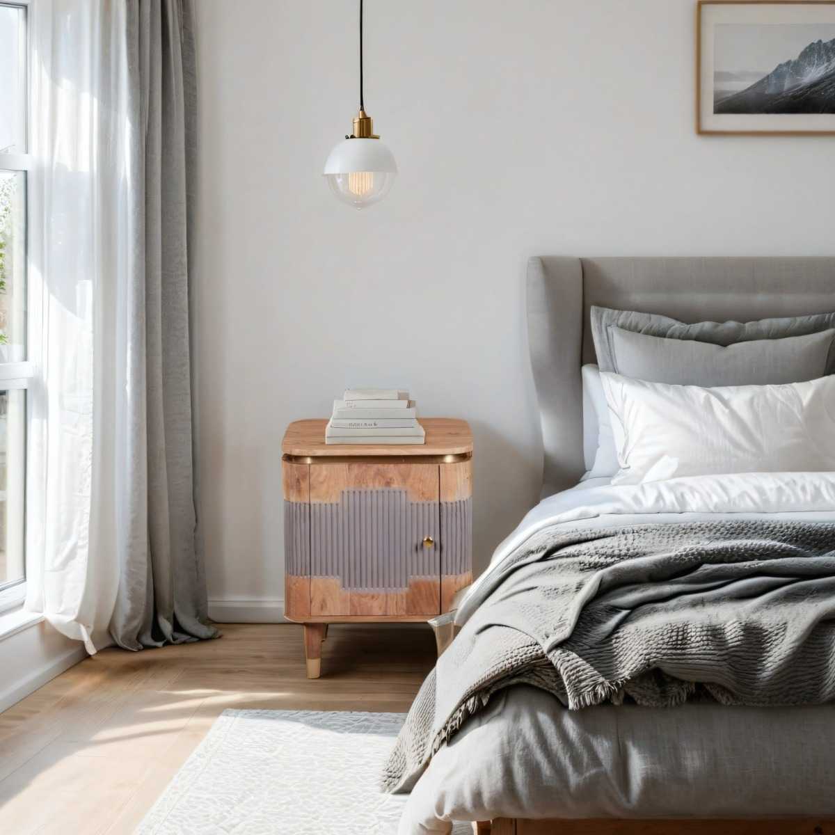 Metz Acacia Wood Bedside Table
