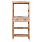 Metz Acacia Wood 2 Drawers Open Bookcase
