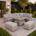 Havana Range Round Corner Sofa Set with Fire Pit Rising Table
