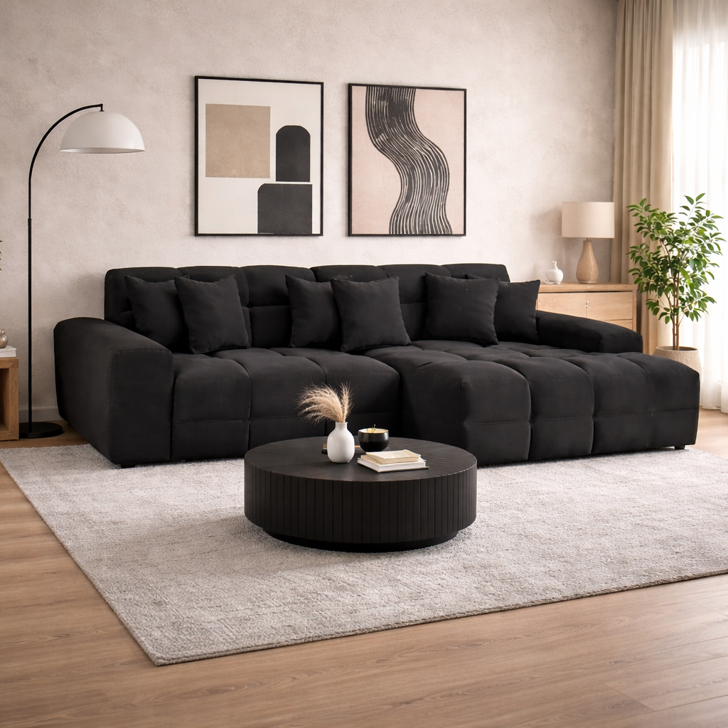 Jacob Sofa Black Right Hand Facing Corner