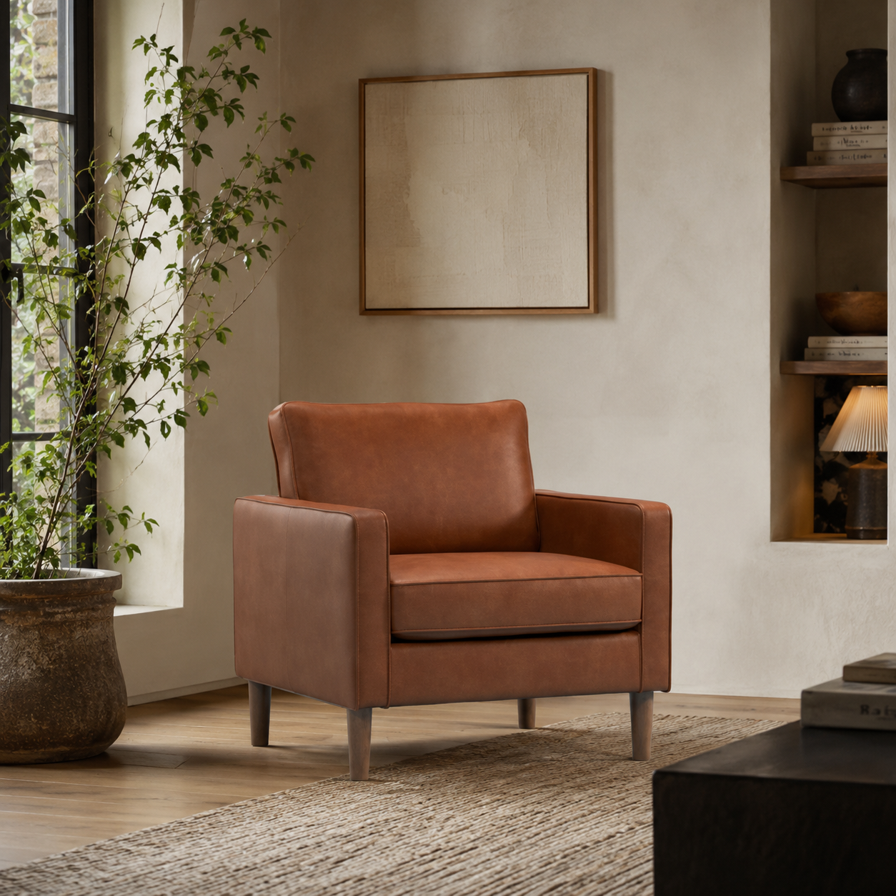 Model 46 - Armchair Faux Leather Tan