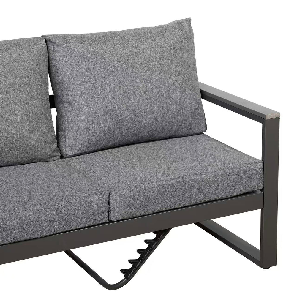 Dune Range LHF Corner Set Charcoal Aluminium Frame With Charcoal Cushions