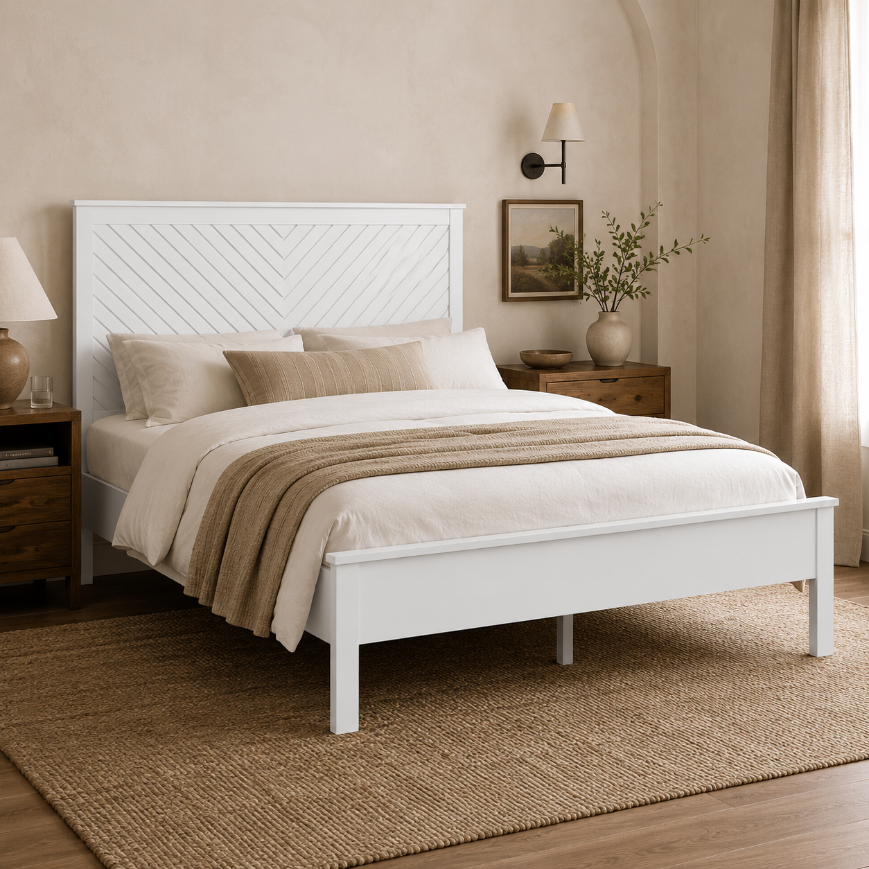 King Size Painted Shaker Chevron Bed