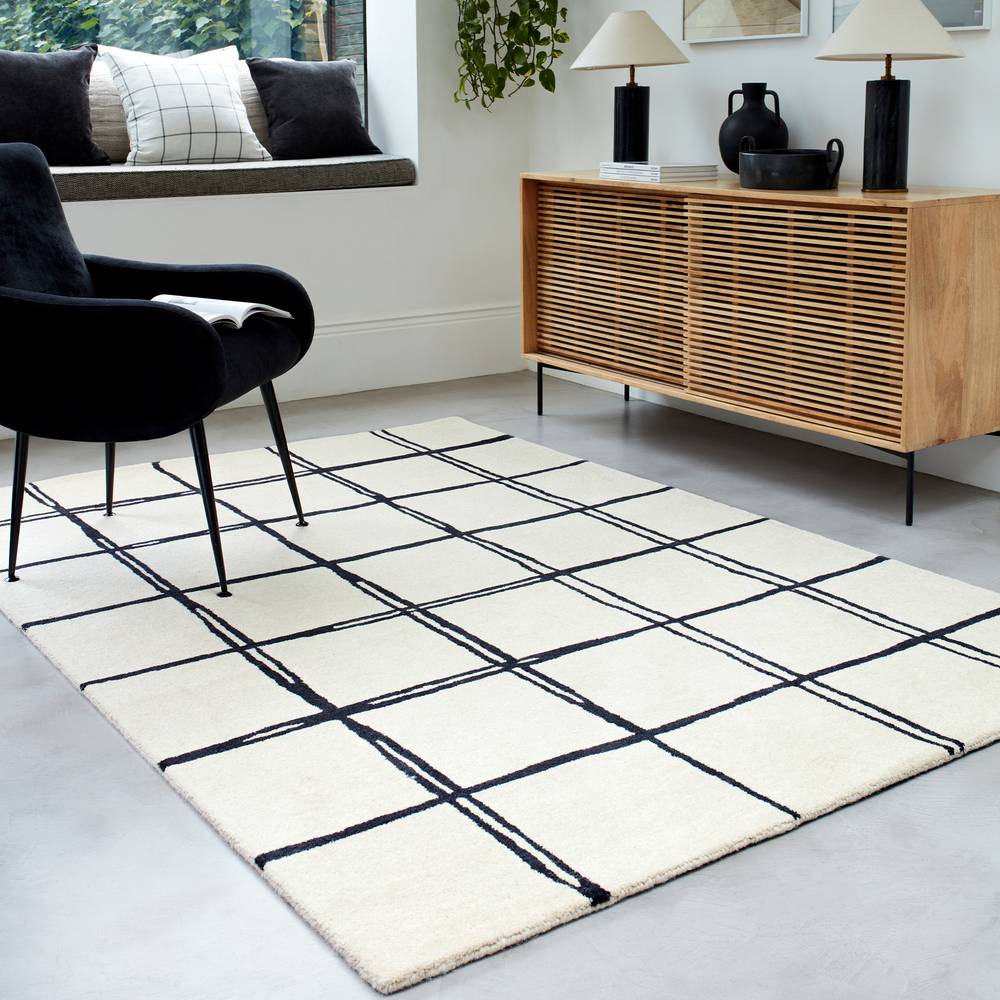 Albany Rug 120x170cm Grid Monochrome Rug