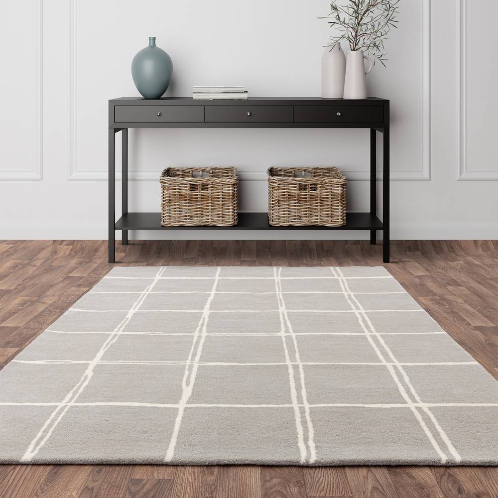 Albany Rug 160x230cm Grid Silver Rug