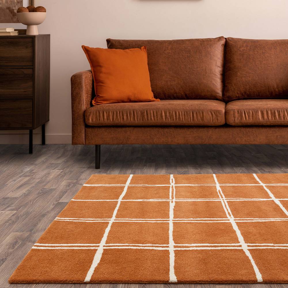 Albany Rug 120x170cm Grid Rust Rug