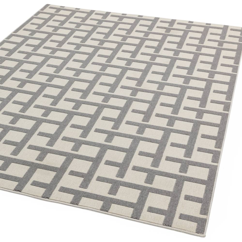 Antibes 120x170cm AN03 White/Grey Grid Rug