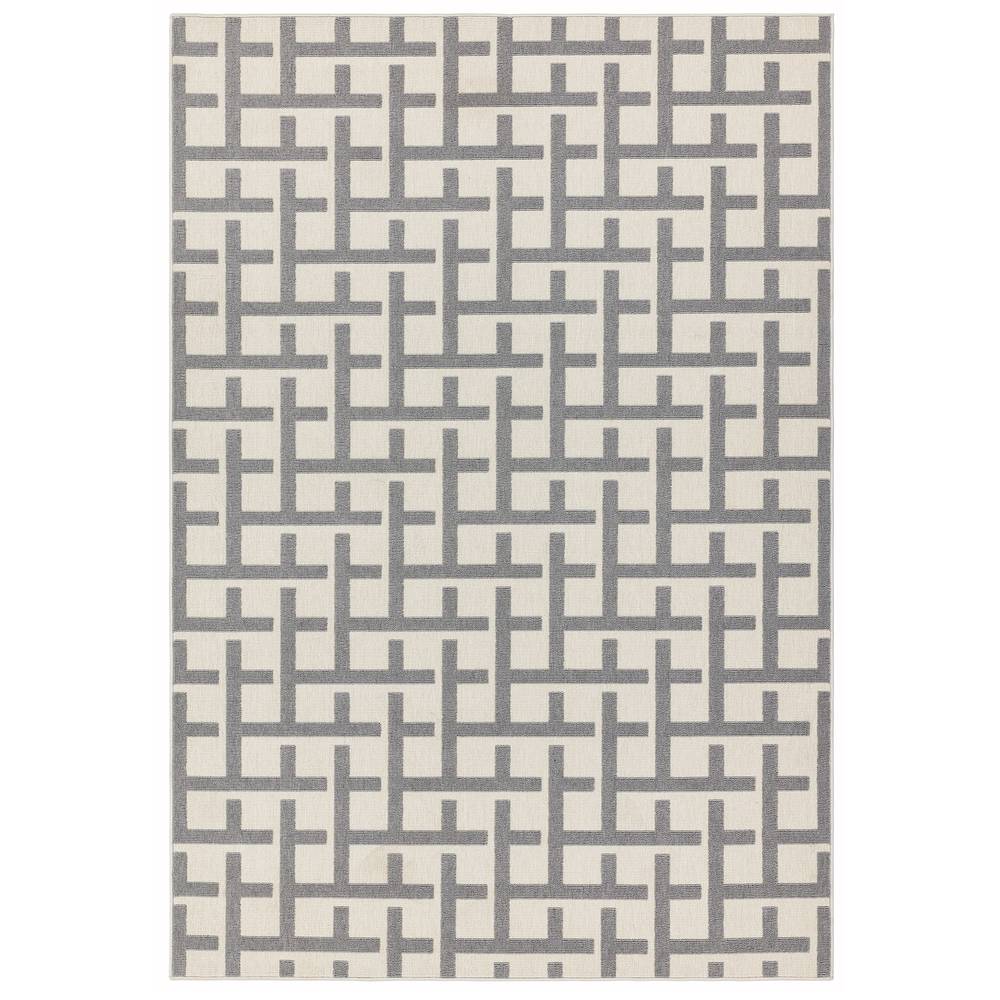 Antibes 120x170cm AN03 White/Grey Grid Rug