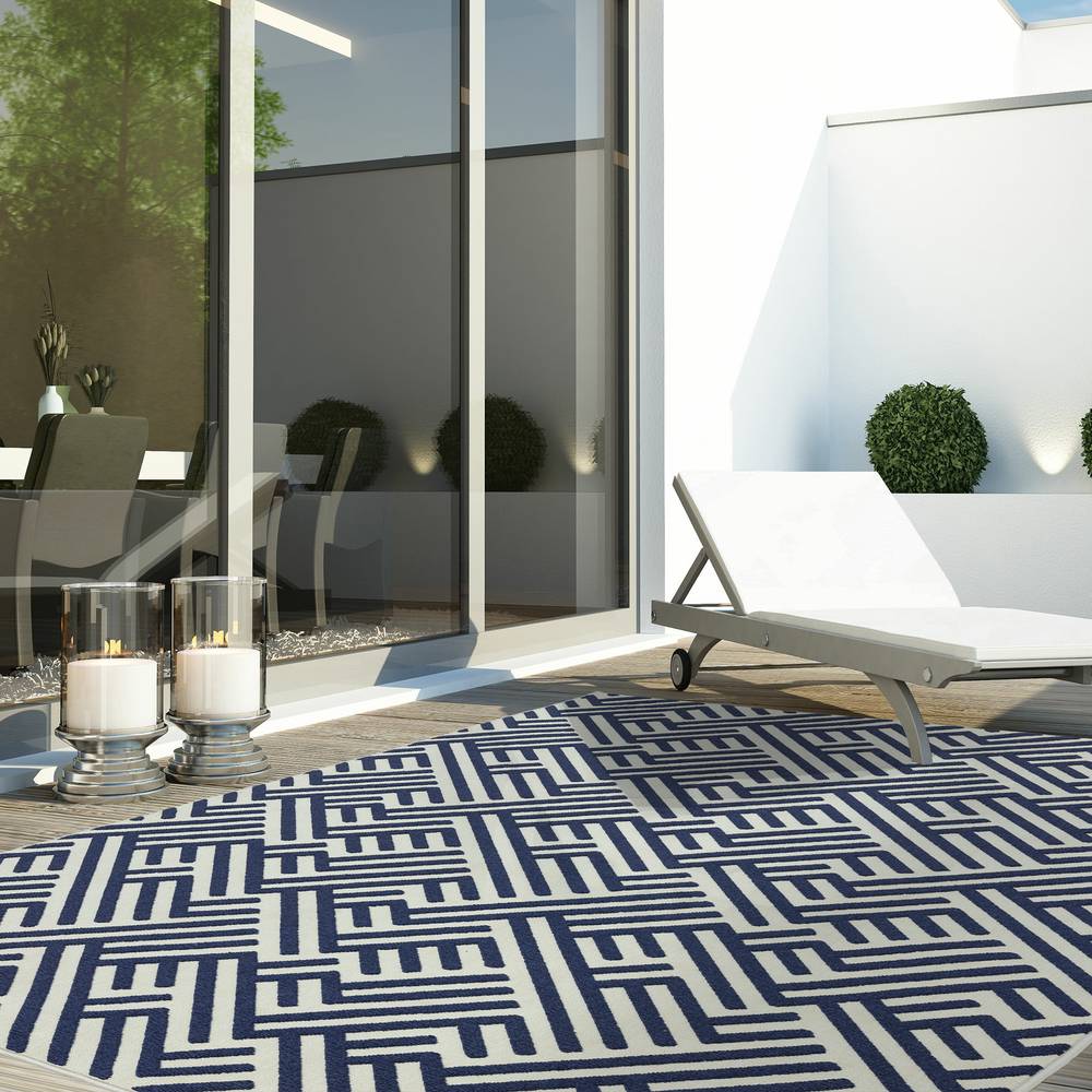 Antibes 200x290cm AN04 Blue/White Linear Rug