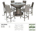 Cambridge Aluminium frame Round Bar Set with Ice Bucket in Stone Browne Grey Weave