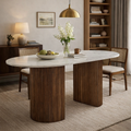 Loriini Mango Wood Dining Table 170Cm With Marble Top