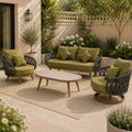 Luna Range Olive Green & Anthracite Rope Sofa Set | Premium Outdoor Lounge Furniture