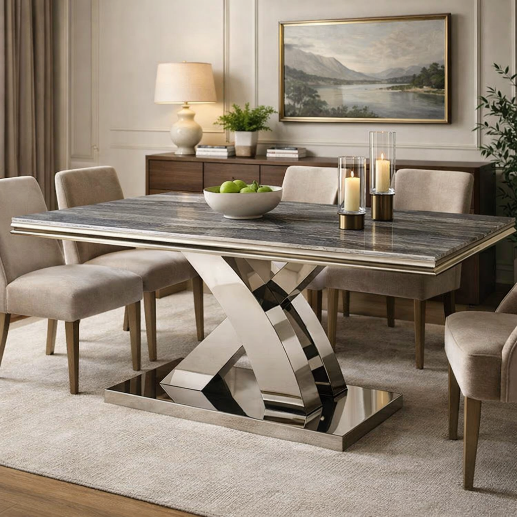 Mayfair Dining Table Grey Marble