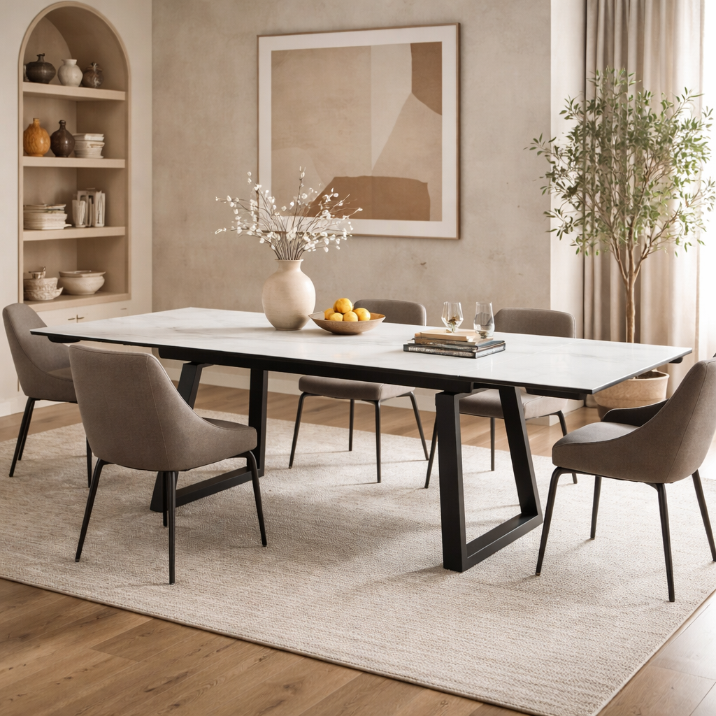 Dante Extending Table	White Ceramic