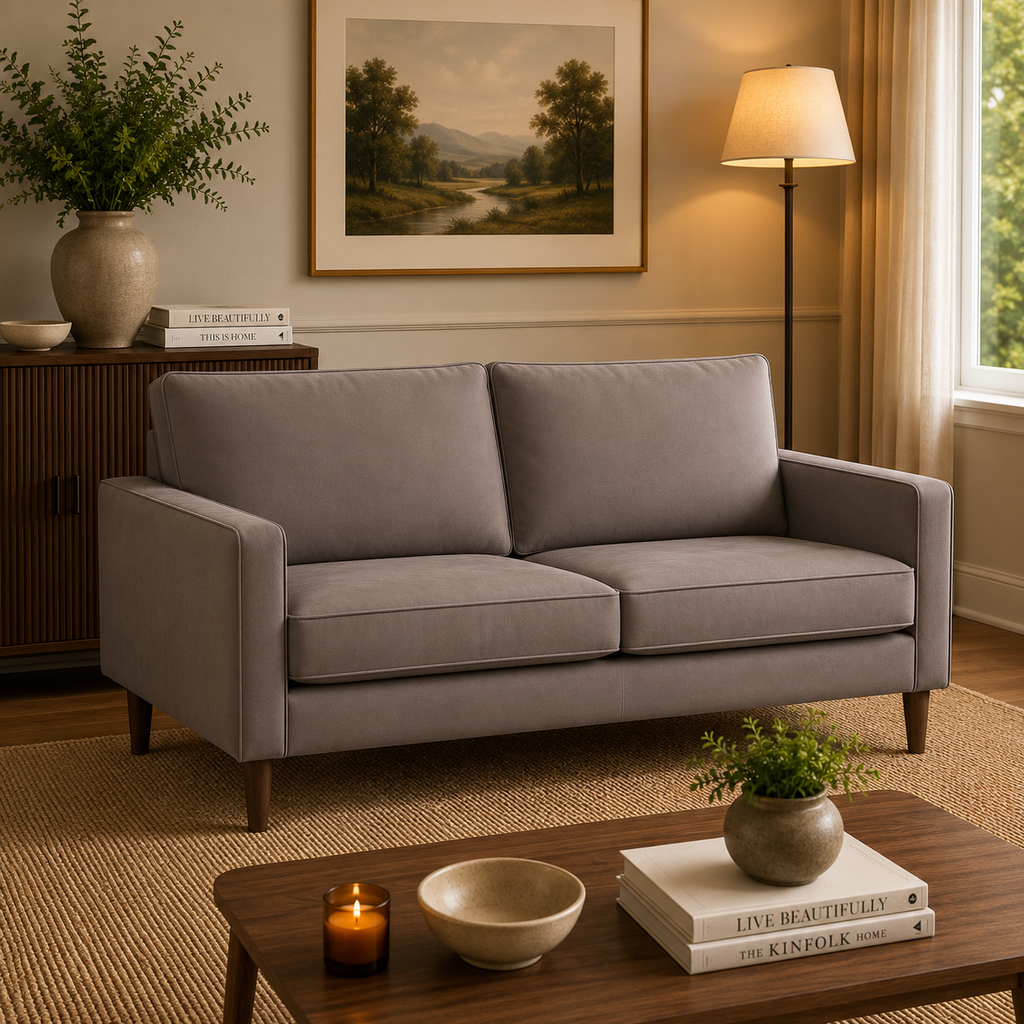 Model 46 - 3 Seater Sofa Faux Leather Grey