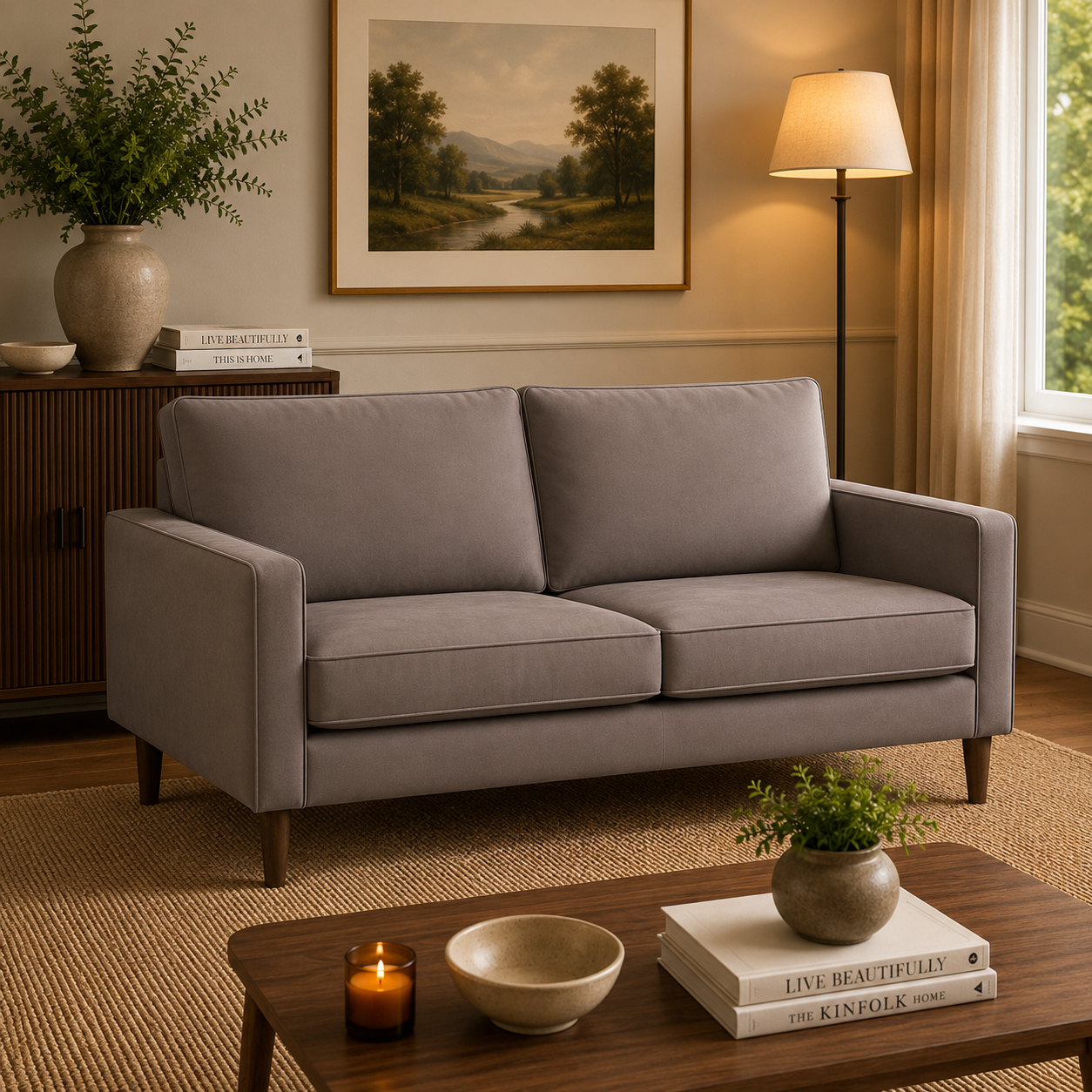 Model 46 - 3 Seater Sofa Faux Leather Grey