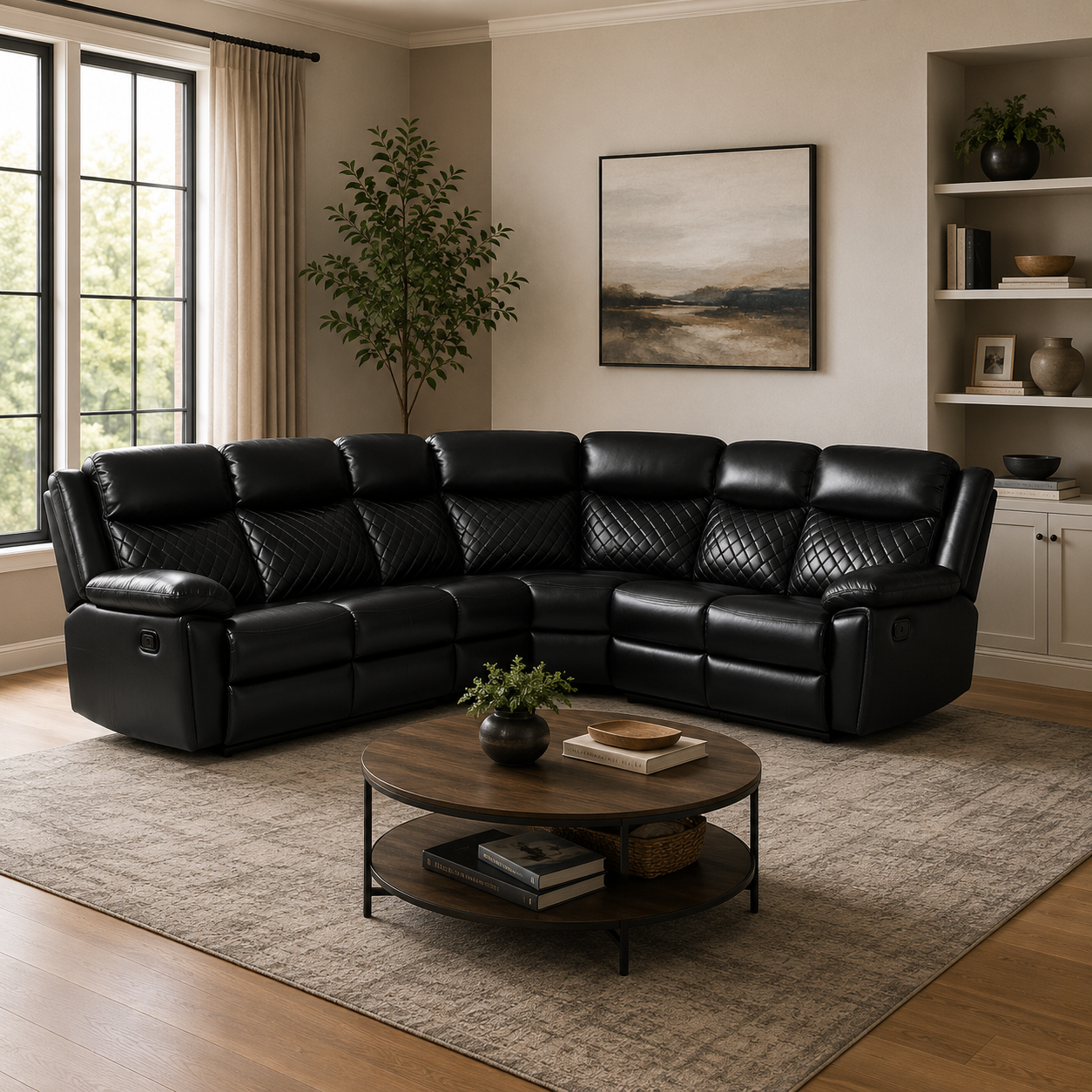 Myra Recliner Sofa Black Large Corner