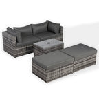 Nest Garden Lounger Set - Modular Chaise Sofa with Side Table & 2 Footstools - Includes Free Rain Cover