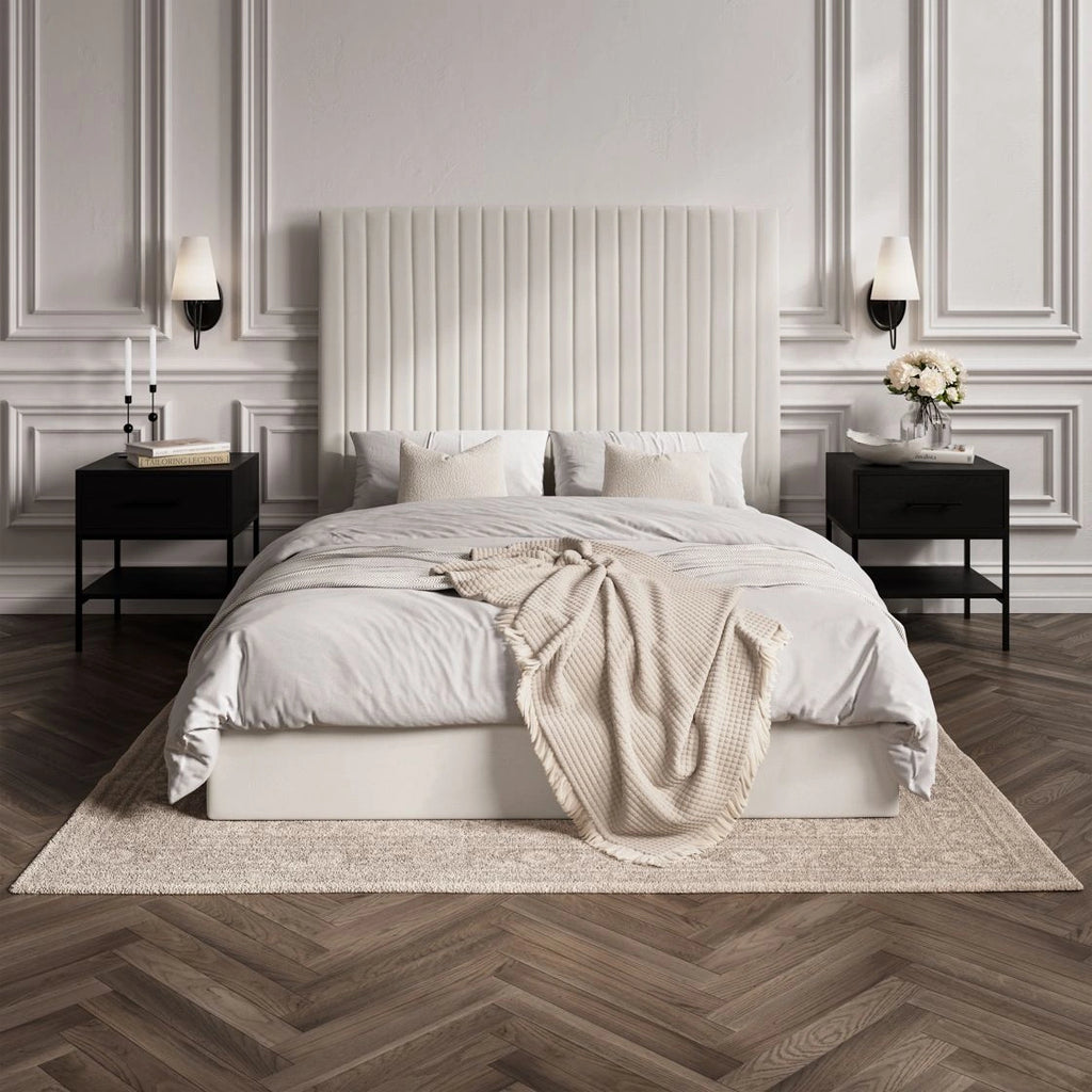 Berlin Milk Tall Ottoman Double Bed (2 Packs)