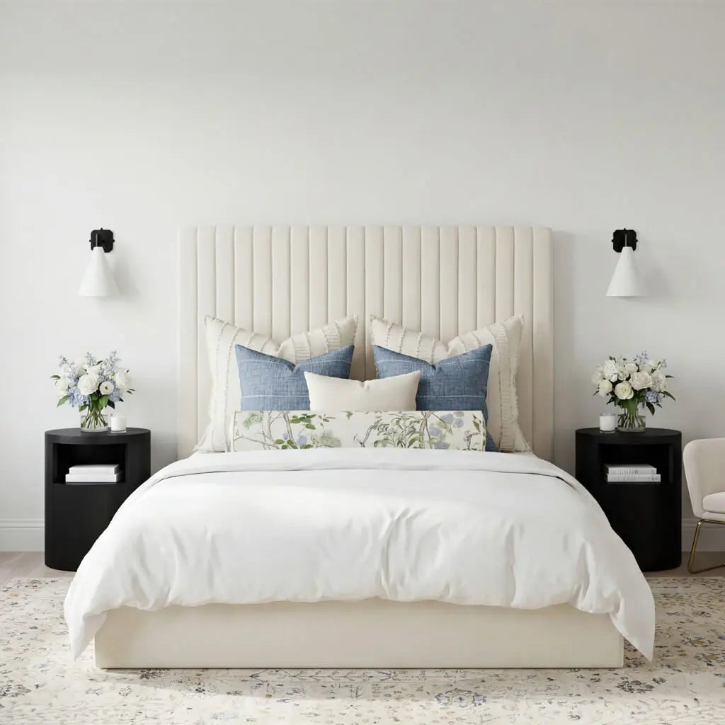 Berlin Milk Tall Ottoman King Size Bed (2 Packs), lifestyle