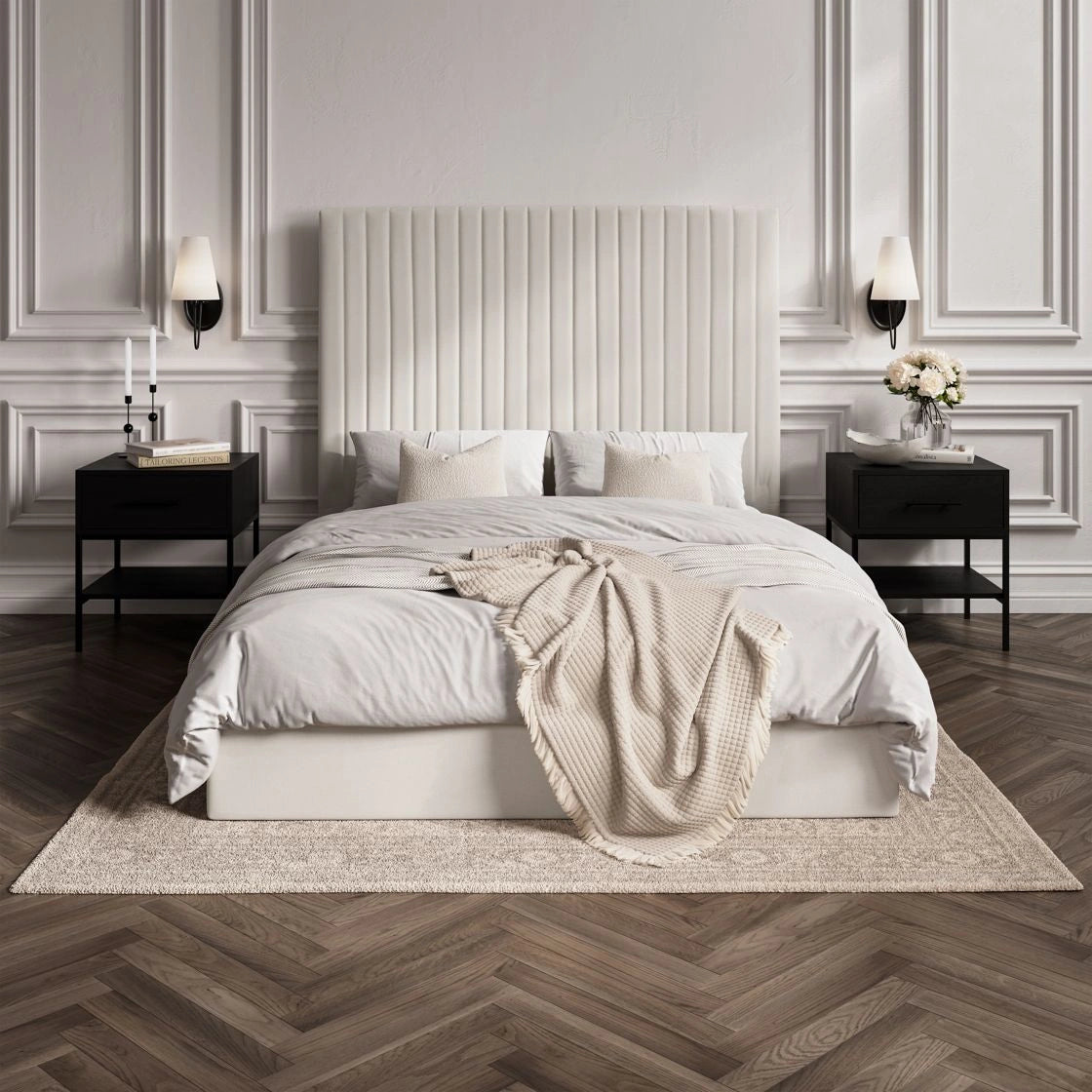 Berlin Milk Tall Ottoman King Size Bed (2 Packs)