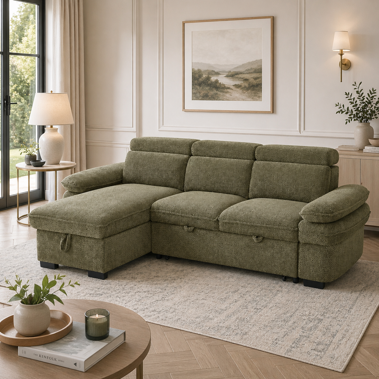 Hudson Sofabed Green Universal Corner